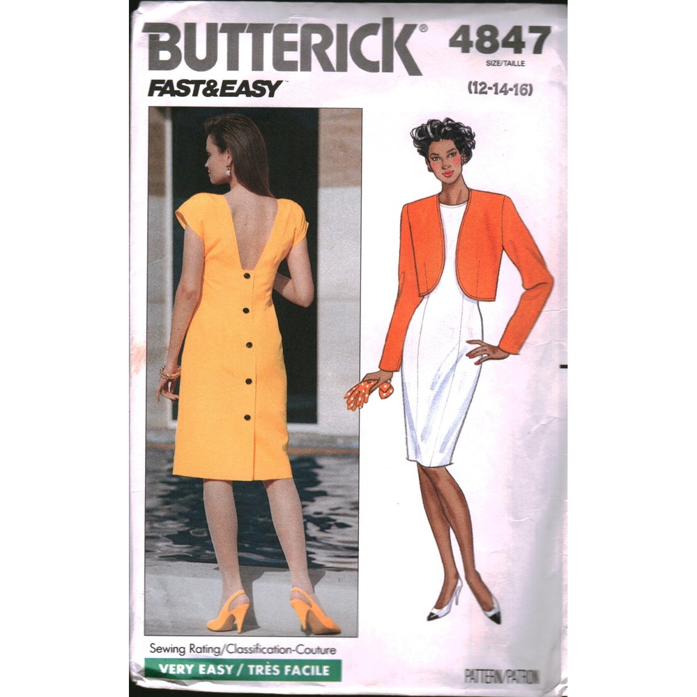 Butterick 4847 Sewing Pattern Misses Jacket Only Size 12-14 Vintage 90s